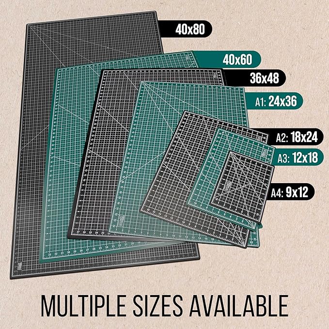 U.S. Art Supply 40" x 60" Self-Healing Cutting Mat 5-Ply - Double-Sided Green/Black Craft Mat, Non-Slip Cutting Mats for Crafts, Sewing, Quilting, Scrapbooking