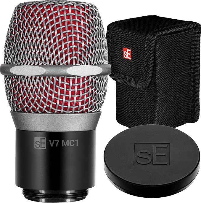 SE ELECTRONICS V7 MC1 Wireless Microphone Capsule - Compatible with Shure Wireless Transmitters - Professional Dynamic Microphone for Singing, Speech & Music Studio Recording (Grey w MP03 Pouch)