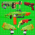 Skywin Wooden Pegboard Walls Organizer for Nerf Gun 13 x 0.32 x 13 Inches - Hanging Holder Wall Pegboard Compatible with All Blasters Nerf Gun Rack Organizer for Wall Organization (Green)