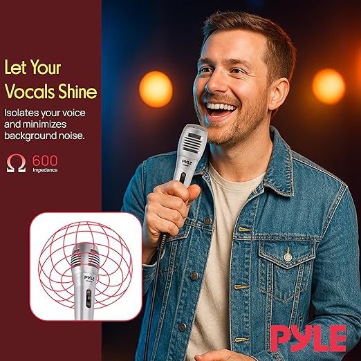 Pyle Wired Dynamic Microphone, Uni-Directional, Handheld Mic with Pop Filter, Steel Mesh Grill, 6.5 ft XLR Cable, Ideal for Stage and Studio Use, Rugged Construction, High Signal Output