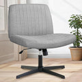 Orange Factory Criss Cross Chair No Wheel Wide Cross Legged Office Desk Vanity Chair Comfy Fabric Armless Adjustable Swivel for Home Computer Task (Grey No Wheel, Classic Fabric)