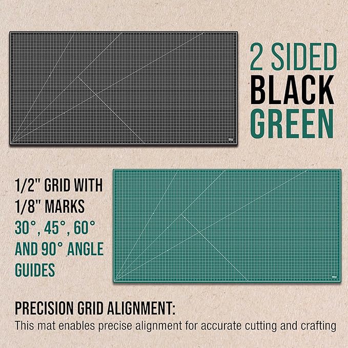 U.S. Art Supply 40" x 80" Self-Healing Cutting Mat 5-Ply - Double-Sided Green/Black Craft Mat, Non-Slip Cutting Mats for Crafts, Sewing, Quilting, Scrapbooking