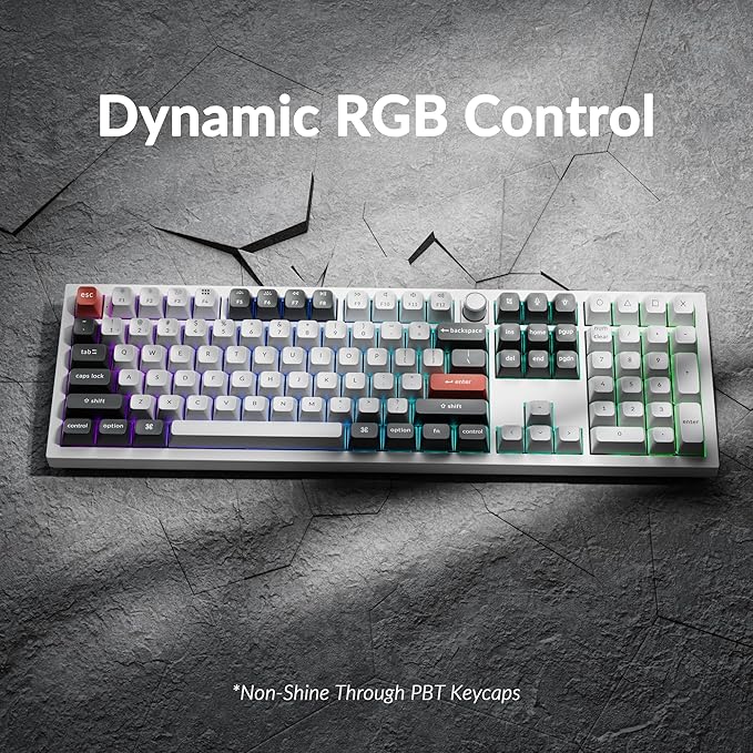 Keychron Q6 Ultra 8K Polling Rate Aluminum Wireless Mechanical Keyboard, 2.4 GHz/Bluetooth/Wired Full-Size Custom RGB, Hot-Swappable Silk POM Red Switch for Mac Windows Linux - White
