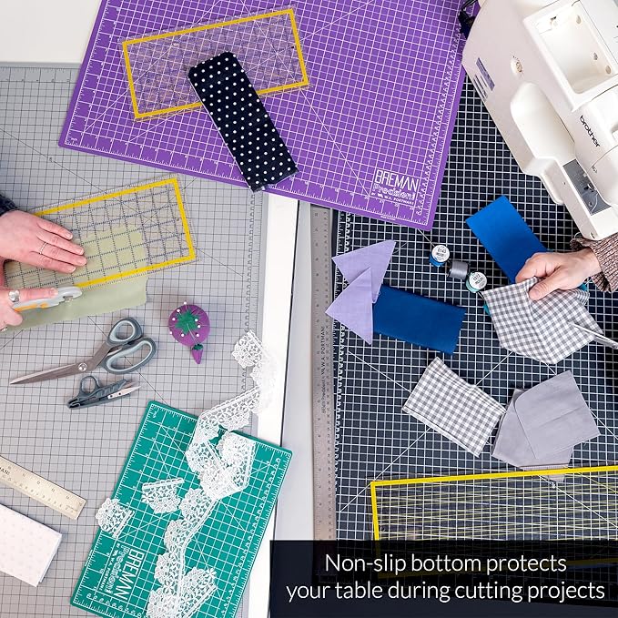Breman Precision 24x36 Inch Self Healing Cutting Mat – 2-Sided 5-Ply PVC Purple/Gray Cutting Mats for Crafts, Sewing, Quilting & DIY Projects with Durable Non-Slip Surface and Precise Grid Lines