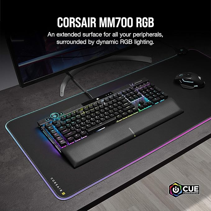 Corsair Virtuoso RGB Wireless XT High-Fidelity Gaming Headset with Bluetooth and Spatial Audio - Works with Mac, PC, PS5, PS4, Xbox Series X/S - Slate & MM700 RGB Extended Cloth Gaming Mouse Pad