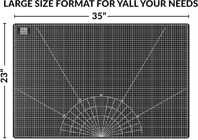 XNM Premium Self Healing Cutting Mat - 24 Inches by 36 inches - A1, 3 Layer Quality PVC Construction - Dual Sided, Imperial and Metric Grid Lines - Perfect for Cutting, Sewing, and Crafts
