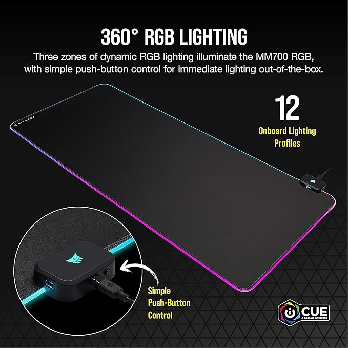 Corsair Virtuoso RGB Wireless XT High-Fidelity Gaming Headset with Bluetooth and Spatial Audio - Works with Mac, PC, PS5, PS4, Xbox Series X/S - Slate & MM700 RGB Extended Cloth Gaming Mouse Pad