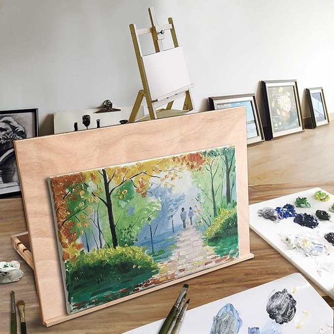 Falling in Art Extra Large 5-Position Wood Drafting Table Easel Drawing and Sketching Board, 29 1/2 Inches by 19 2/3 Inches
