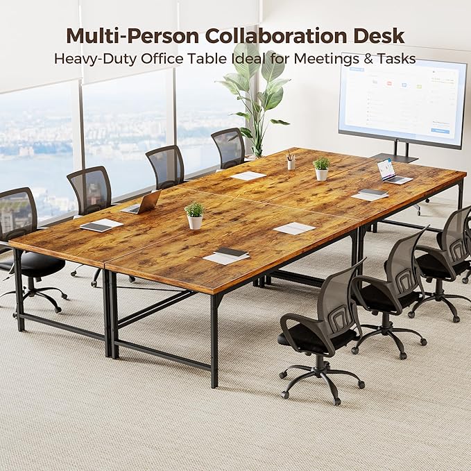 Mericonia 54 Inch Computer Desk, 1" Thick Heavy Duty Industrial Office Desk, Modern Simple Study Writing Table for Home Office Bedroom Workstation, Dark Brown