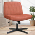 Orange Factory Criss Cross Chair No Wheel Wide Cross Legged Office Desk Vanity Chair Comfy Fabric Armless Adjustable Swivel for Home Computer Task (Brown No Wheel, Classic Fabric)