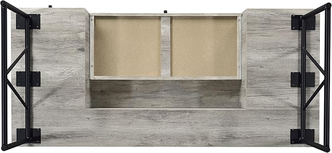 Rustic Industrial Writing Desk with 4 Drawers 63" Wide Sonoma Grey Driftwood Finish Computer Desk Sturdy Metal Frame Office Desk for Home Office Study Student & Gaming Setup