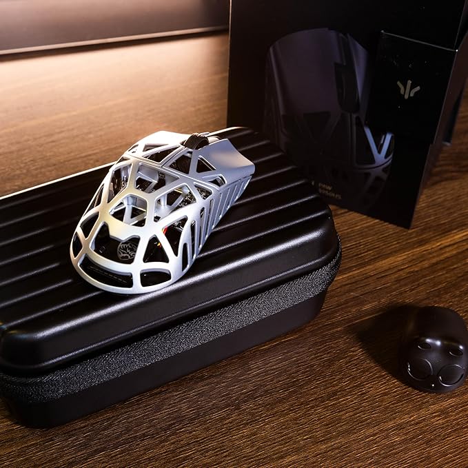 WLMOUSE Beast X Mini Pro Ultra-Light 34g Magnesium Gaming Mouse, PAW3950 HS Sensor, 8K Polling Rate, 30000 DPI,OM & TTC Switches, Customizable Side Panels.(Silver(TTC Switch-Side Slits))