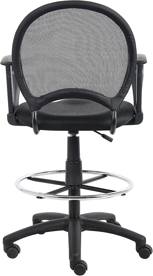 Boss Office Products Mesh Drafting Stool with Loop Arms in Black (B16217)