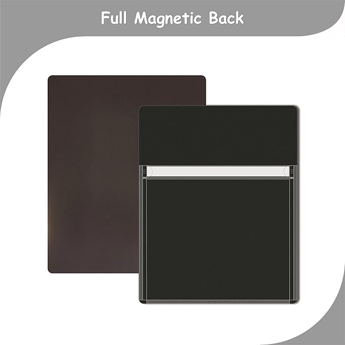 IMAGAME Magnetic Pocket 4 Pack – Self-Adhesive Magnetic Storage Pouch for Documents, Notes & Tools, Strong Magnet Backing for Fridge, Whiteboards, and Metal Surfaces (Black 4Pcs)