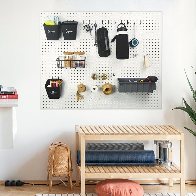 G.CORE Black Pegboard J Hooks Accessories - 40pcs Metal Peg Board Hooks for Hanging, Pegboard Wall Organizer Hangers, Fits 1/4 Slots, Tools Display Storage Holders for Garage Craft Office Organization