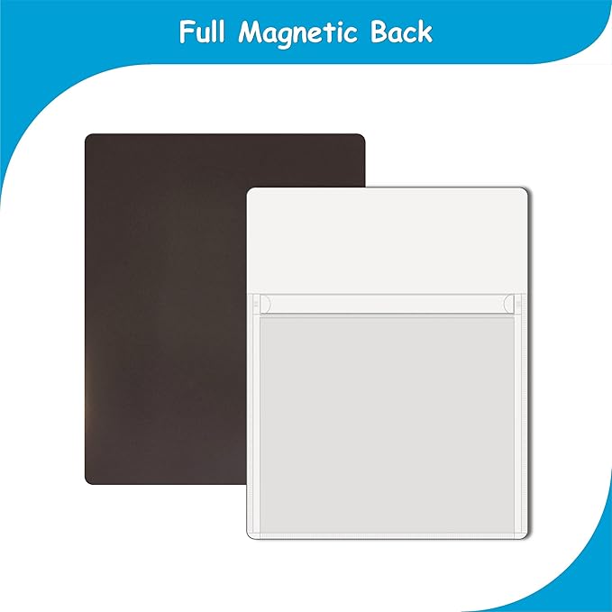 IMAGAME Magnetic Pocket 4 Pack – Self-Adhesive Magnetic Storage Pouch for Documents, Notes & Tools, Strong Magnet Backing for Fridge, Whiteboards, and Metal Surfaces (White 4Pcs)