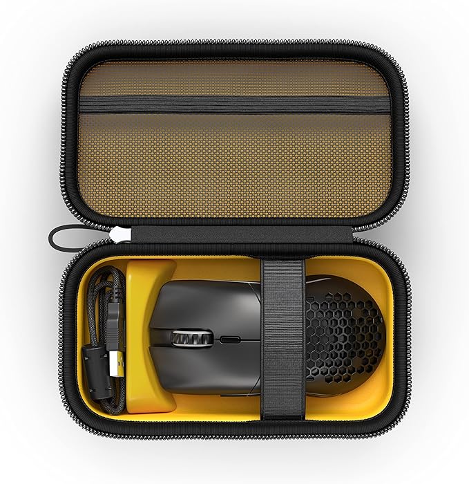 GLORIOUS Universal Mouse Case Gaming, w/Accessory Pocket & Adjustable Wedge (No Shake), Portable Carrying Case, Hard Shell, Zipper, & Wool Interior, for Bluetooth Wireless Mice & Wired Mice
