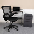 EMMA + OLIVER Work from Home Kit-Black Computer Desk, Ergonomic Office Chair, Filing Cabinet