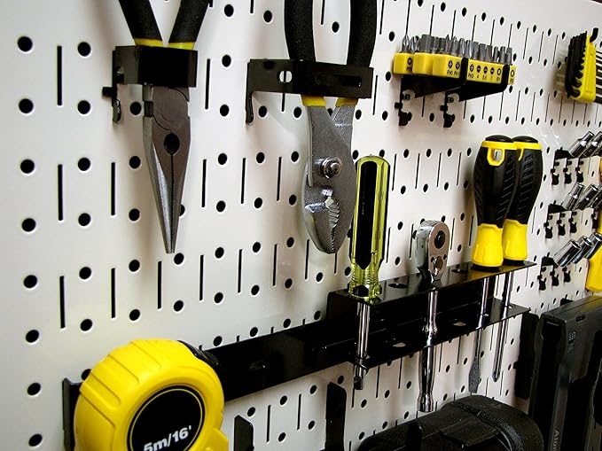 Wall Control Pegboard Rack Horizontal Metal Pegboard Garage Tool Storage Pack - Two 32-Inch Wide x 16-Inch Tall Easy To Install Peg Boards (Beige)