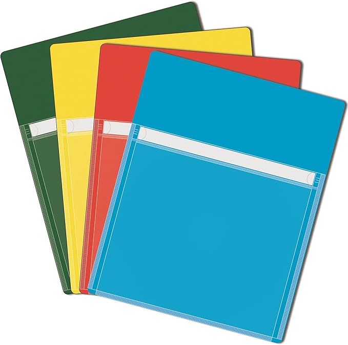 IMAGAME Magnetic Pocket 4 Pack – Self-Adhesive Magnetic Storage Pouch for Documents, Notes & Tools, Strong Magnet Backing for Fridge, Whiteboards, and Metal Surfaces (Assorted Colors 4Pcs)