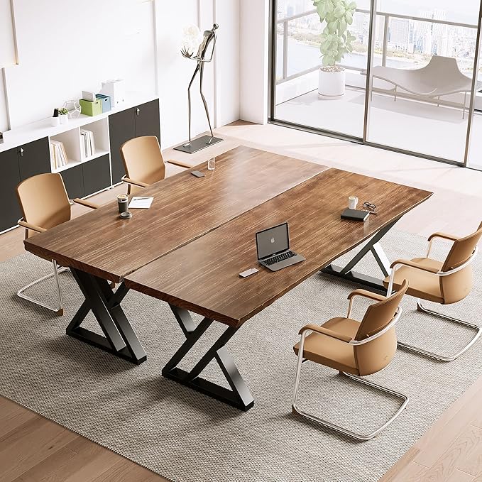 Solid Wood Desk 63 Inches, Live Edge Wooden Home Office Computer Desk Metal Frame Modern Simple Design Executive Real Wood Desk for Writing Study Dining Gaming