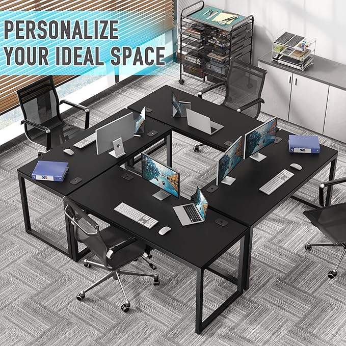 SHW 55-Inch Commercial-Grade Office Computer Desk, Black