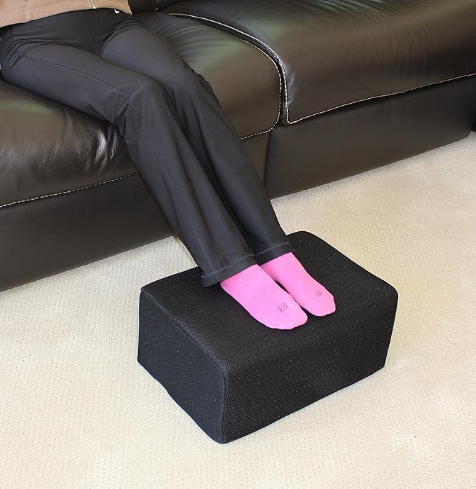 InteVision Extra Large 2-in-1 Footrest for Added Height - Premium Foam Cushion Works Great for Under Desk or bar - Will not Slide on Any Surface (17.5" X 12" x 8")